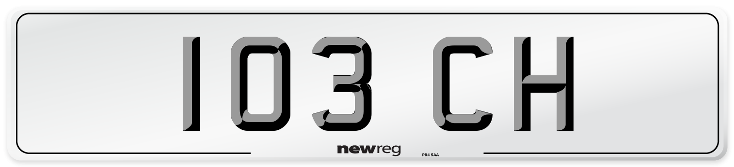 103 CH Number Plate from New Reg